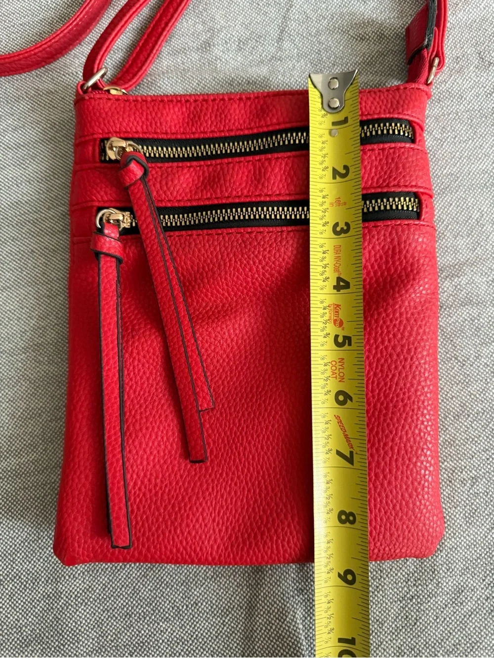 Red Crossbody Pebble Leather Travel Everyday Bag Stylish 9” x 7”